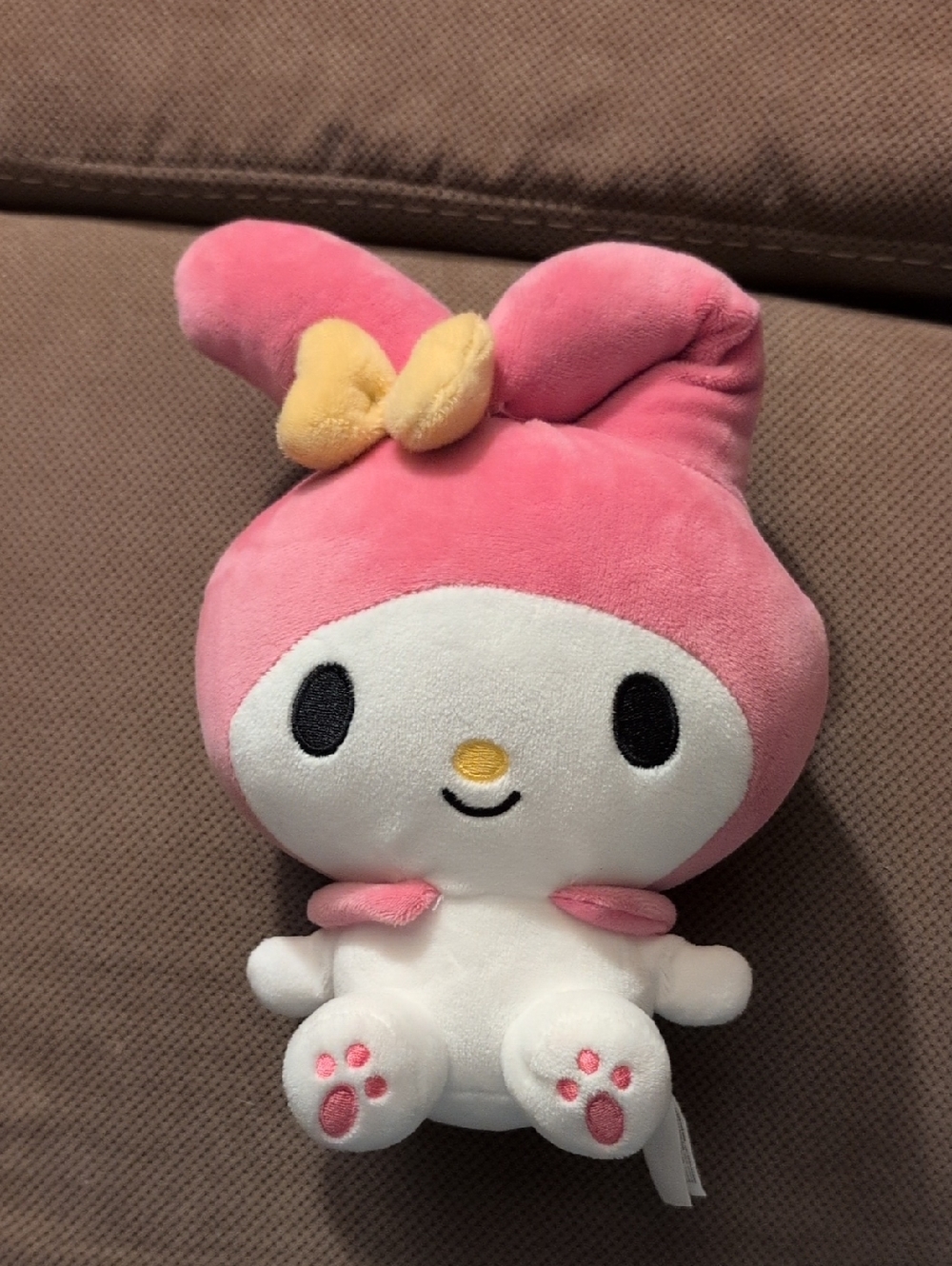 Hello Kitty My Melody Pink & White Plush with Yellow Bow